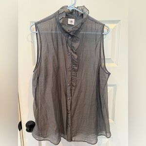 CAbi Charcoal Sleeveless Ruffle Blouse